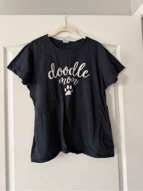 Doodle Mom Graphic Tee - Black with White Print